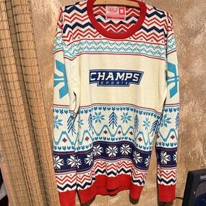 Champs Sports Red and Blue Crewneck Sweater